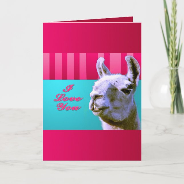 Cartes Pour Fêtes Annuelles Le lama de Valentine soit je t'aime le mien (Devant)