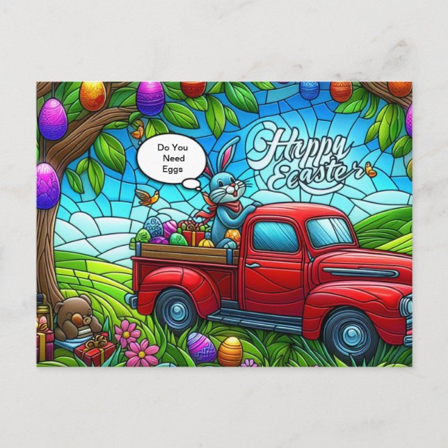 Cartes Pour Fêtes Annuelles Le lapin de Pâques arrose sa poussière magique. (Devant)