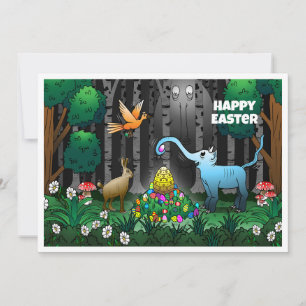 Cartes Pour Fêtes Annuelles Le lapin de Pâques collecte les œufs de Pâques