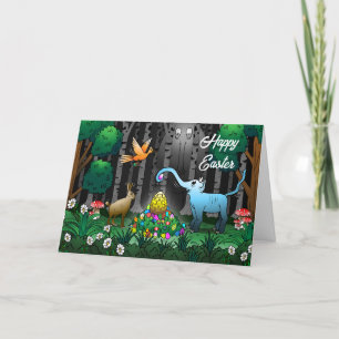 Cartes Pour Fêtes Annuelles Le lapin de Pâques collecte les oeufs de Pâques