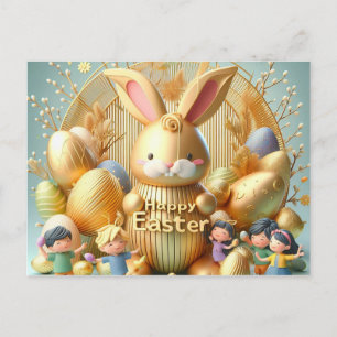 Cartes Pour Fêtes Annuelles Le lapin de Pâques en or Abstrait