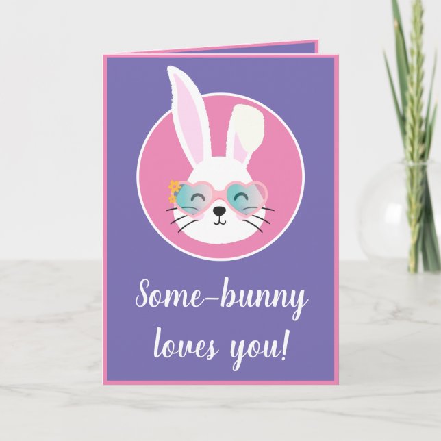 Cartes Pour Fêtes Annuelles Le lapin de Pâques vous aime (Devant)
