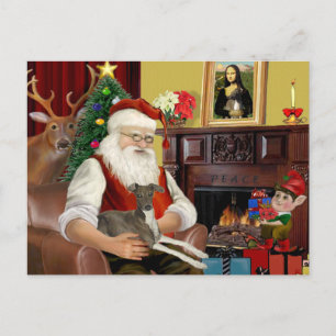 Cartes Pour Fêtes Annuelles Le lévrier italien gris foncé/marron de Santa