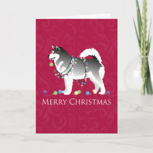 Cartes Pour Fêtes Annuelles Le Malamute Dog de l'Alaska Joyeux Noël Design