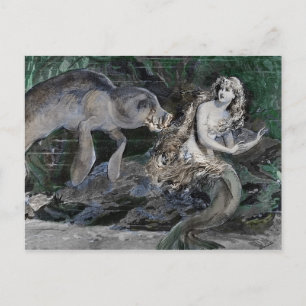 Cartes Pour Fêtes Annuelles Le Manatee rencontre une sirène