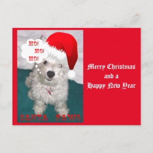 Cartes Pour Fêtes Annuelles Le meilleur Westie comme Père Noël Paws