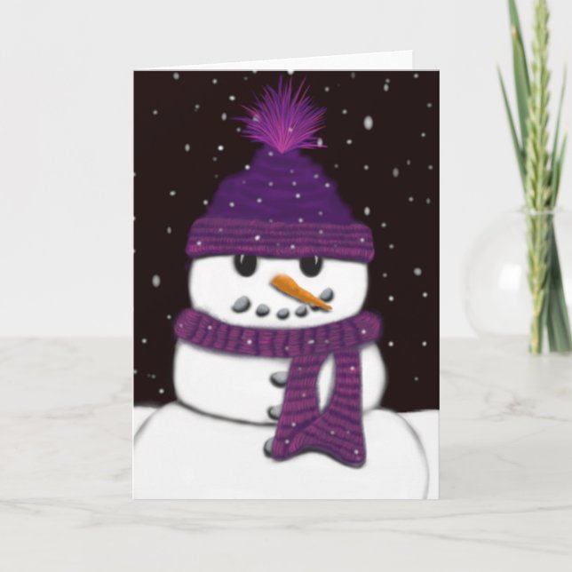 Cartes Pour Fêtes Annuelles Le mignon bonhomme de neige sans arme (Devant)