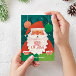 Cartes Pour Fêtes Annuelles Le mignon Père Noël | Joyeux voeux de famille de N<br><div class="desc">Envoyez une joie festive avec cette adorable carte Joyeuse de Noël avec une illustration du joyeux Père Noël. Parfait pour les familles qui souhaitent une carte de séjour personnalisée alliant charme et tradition. Customisez avec votre nom de famille et votre année pour une tenue attentive qui se démarque parmi le...</div>