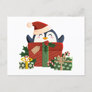 Cartes Pour Fêtes Annuelles Le mignon pingouin souhaite un joyeux Noël.