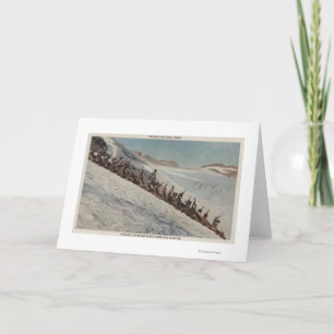 Cartes Pour Fêtes Annuelles Le mont Rainier, WA - ligne des personnes Sledding