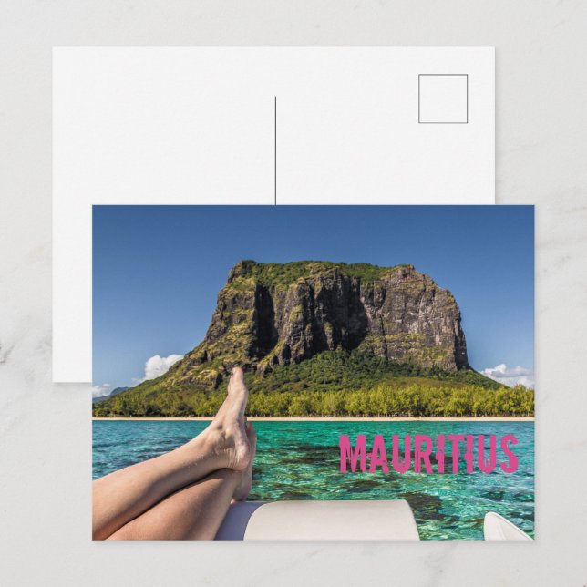 Cartes Pour Fêtes Annuelles Le Morne Brabant Vue sur l'île Maurice depuis le b (Devant / Derrière)