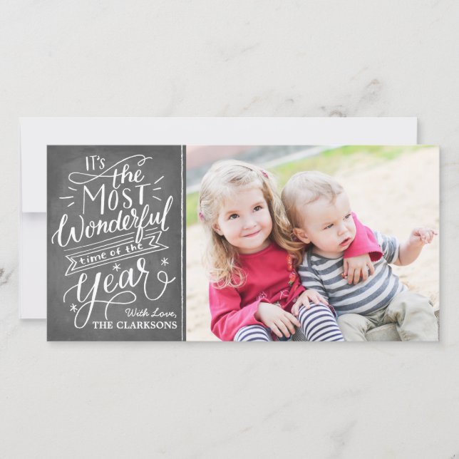 Cartes Pour Fêtes Annuelles Le Most Wonderful Time Hand Lettered Chalkboard (Devant)