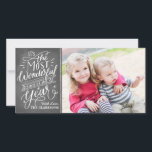 Cartes Pour Fêtes Annuelles Le Most Wonderful Time Hand Lettered Chalkboard<br><div class="desc">This contemporary and moderne holiday Phocard features original main littéred calligraphy artwork that says "It's the most wonderful time of the year" on a faux chalkboard background.</div>