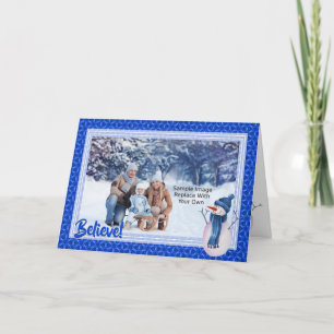 Cartes Pour Fêtes Annuelles Le Motif Blue Star et Noël Snowman