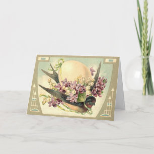 Cartes Pour Fêtes Annuelles Le muguet de crocus d'oeuf de pâques d'oiseau