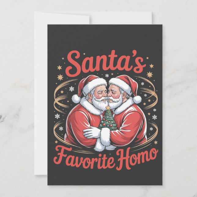 Cartes Pour Fêtes Annuelles Le Noël LGBT Favourite Homo de Papa Noël (Devant)