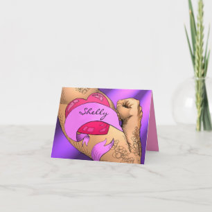 Cartes Pour Fêtes Annuelles Le nom va dans le ruban Coeur Tattoo Valentine's C