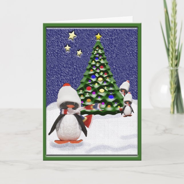 Cartes Pour Fêtes Annuelles Le paradis de Noël des pingouins (Devant)