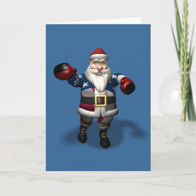 Cartes Pour Fêtes Annuelles Le Père Noël À La Journée De La Boxe (Devant)
