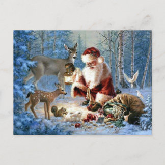 Cartes Pour Fêtes Annuelles Le Père Noël avec la faune