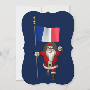 Cartes Pour Fêtes Annuelles Le Père Noël Avec L'Enseigne De France