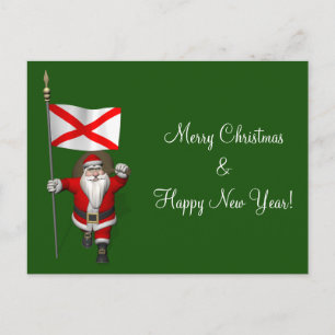 Cartes Pour Fêtes Annuelles Le Père Noël Avec L'Enseigne De L'Alabama