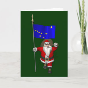 Cartes Pour Fêtes Annuelles Le Père Noël Avec L'Enseigne De L'Alaska
