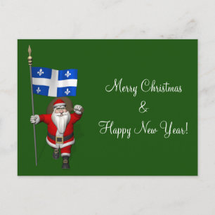 Cartes Pour Fêtes Annuelles Le Père Noël Avec L'Enseigne Du Québec