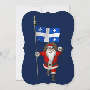 Cartes Pour Fêtes Annuelles Le Père Noël Avec L'Enseigne Du Québec