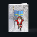 Cartes Pour Fêtes Annuelles Le Père Noël Avec L'Ensigne D'Aruba<br><div class="desc">La couleur de l'arrière - plan peut être changée : CUSTOMISEZ-le père noël visiter l'île dans le sud de la mer des Caraïbes joyeuses xmas et une bonne année! un bendishoná alegre noël</div>