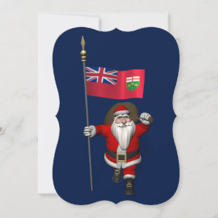 Cartes Pour Fêtes Annuelles Le Père Noël Avec L'Ensigne De L'Ontario