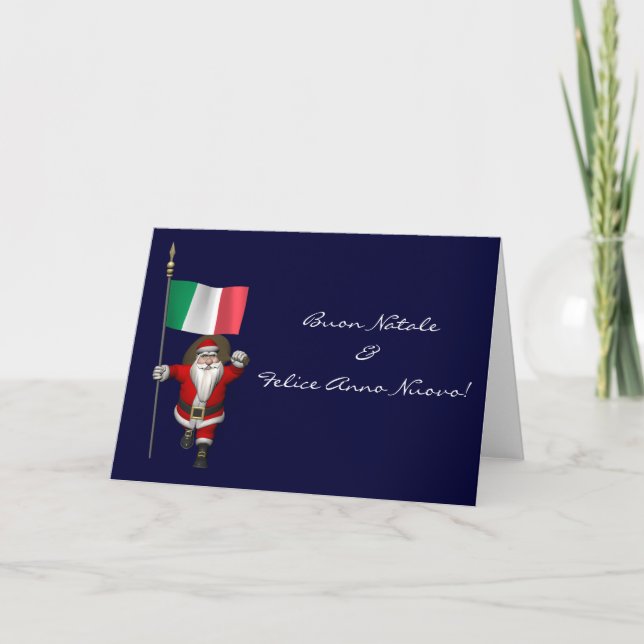 Cartes Pour Fêtes Annuelles Le Père Noël Avec L'Ensigne D'Italie (Devant)