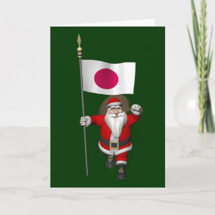 Cartes Pour Fêtes Annuelles Le Père Noël Avec L'Ensigne Du Japon