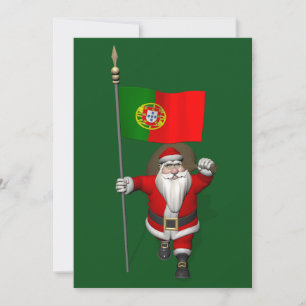 Cartes Pour Fêtes Annuelles Le Père Noël Avec L'Ensigne Du Portugal