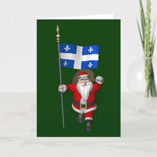 Cartes Pour Fêtes Annuelles Le Père Noël Avec L'Ensigne Du Québec CDN