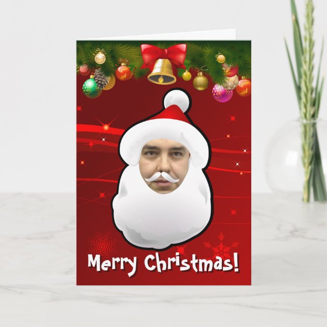 Cartes Pour Fêtes Annuelles Le Père Noël Customisé avec ton propre visage (Devant)