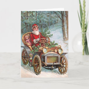 Cartes Pour Fêtes Annuelles Le Père Noël dans l'automobile