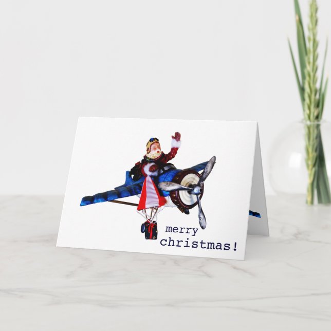Cartes Pour Fêtes Annuelles Le Père Noël dans l'avion (Devant)