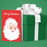 Cartes Pour Fêtes Annuelles Le Père Noël en Casquette rose Noël<br><div class="desc">Détendez des vacances de gaieté de style vintage avec cette carte de voeux personnalisable avec un graphique de style rétro Santa Claus habillé d'un joli chapeau de Père Noël rose dressé contre un arrière - plan rouge festif. Le message à l'avant et à l'intérieur de cette carte peut être modifié...</div>