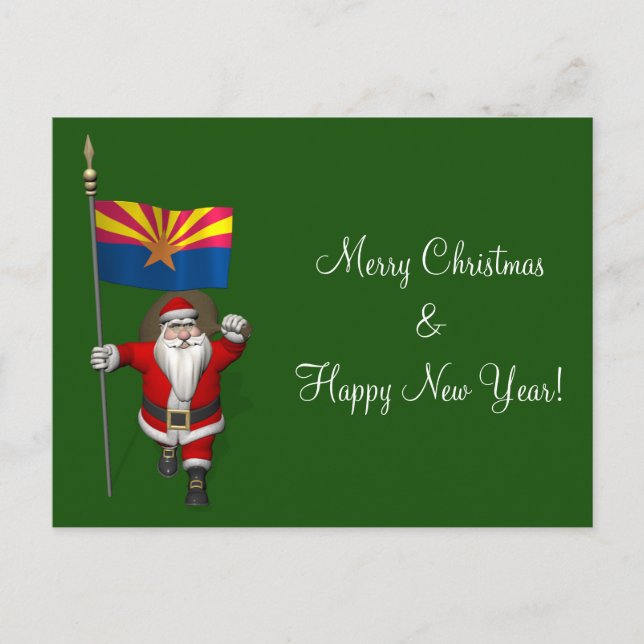 Cartes Pour Fêtes Annuelles Le Père Noël en visite en Arizona (Devant)