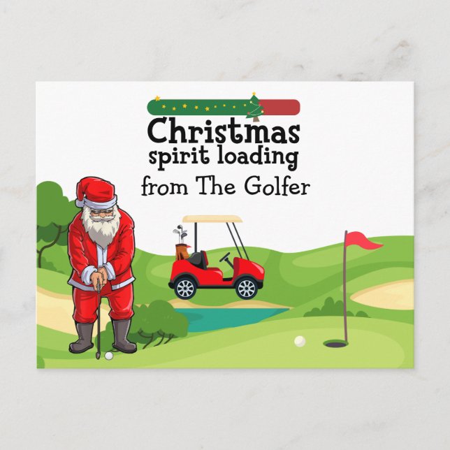 Cartes Pour Fêtes Annuelles Le Père Noël est en train de jouer au golf (Devant)