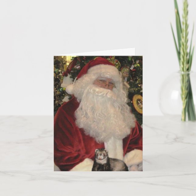 Cartes Pour Fêtes Annuelles Le Père Noël et le Ferret (Devant)