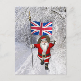 Cartes Pour Fêtes Annuelles Le Père Noël Festif Avec Drapeau Du Royaume-Uni
