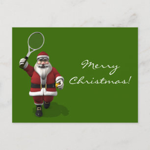 Cartes Pour Fêtes Annuelles Le Père Noël Jouant Au Tennis