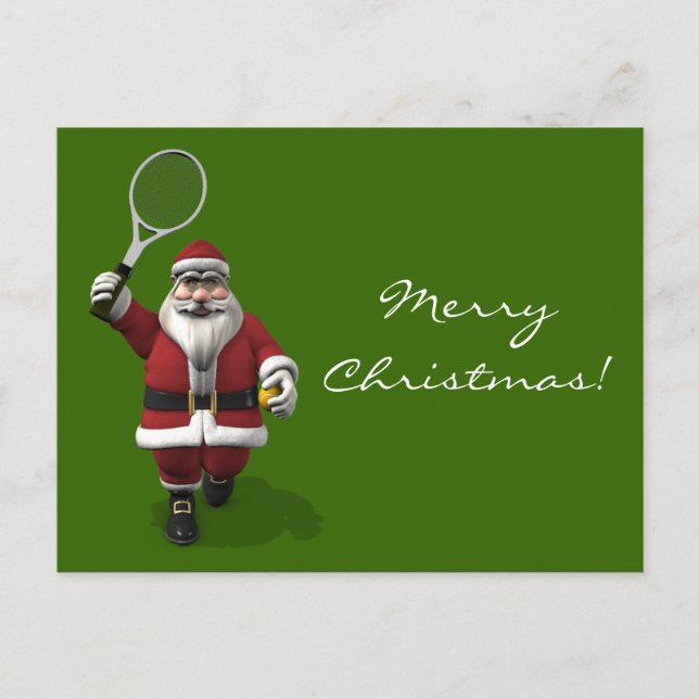 Cartes Pour Fêtes Annuelles Le Père Noël Jouant Au Tennis (Devant)