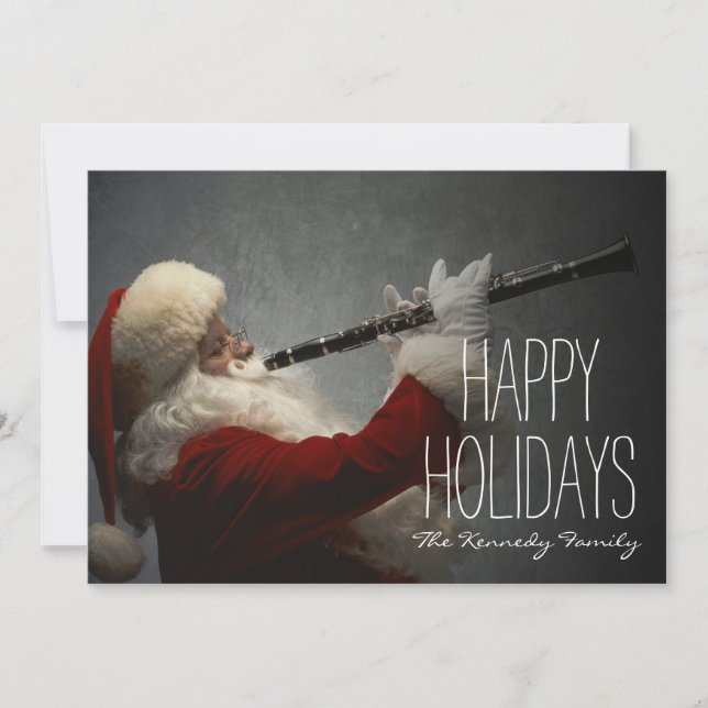 Cartes Pour Fêtes Annuelles Le Père Noël Jouant Clarinet (Devant)