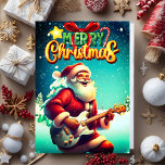 Cartes Pour Fêtes Annuelles Le Père Noël Jouant de la guitare Vintage Joyeux N<br><div class="desc">Un joli Père Noël joue de la guitare,  avec les mots "Joyeux Noël" écrits. Il porte son costume rouge traditionnel et son casquette. Ce design est parfait pour toute la famille,  y compris les enfants et tous ceux qui aiment l'esprit de Noël et du rock Yes :)</div>