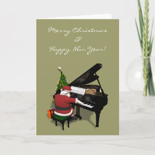 Cartes Pour Fêtes Annuelles Le père noël jouant le piano