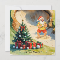Le Père Noël joue au golf sur un parcours de golf