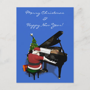 Cartes Pour Fêtes Annuelles Le Père Noël joue au piano